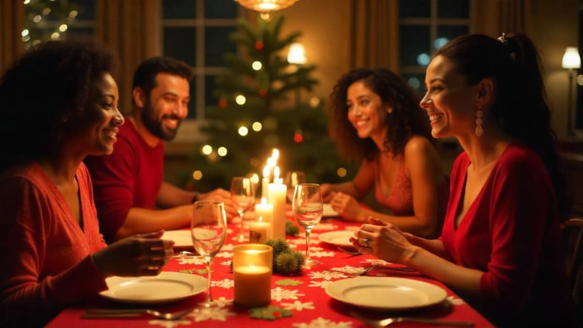 Cena de Navidad y Año Nuevo. Foto: Freepik IA.