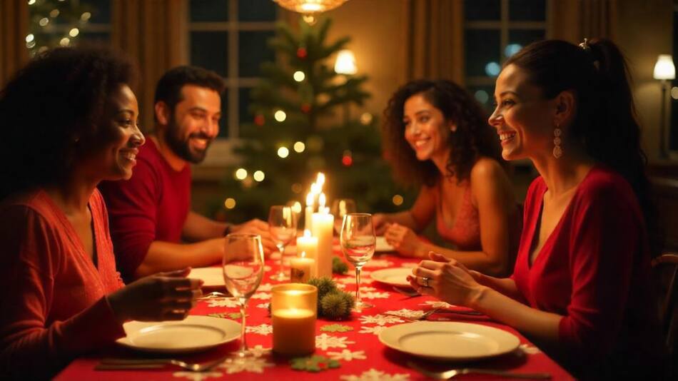 Cena de Navidad y Año Nuevo. Foto: Freepik IA.