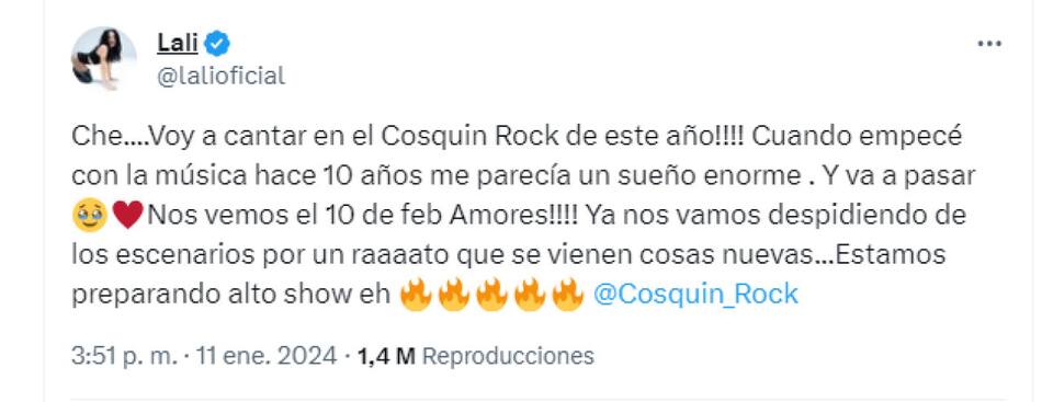 Lali Esposito en X.