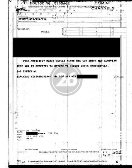 Juan Domingo Perón, documento desclasificado de la CIA, salud