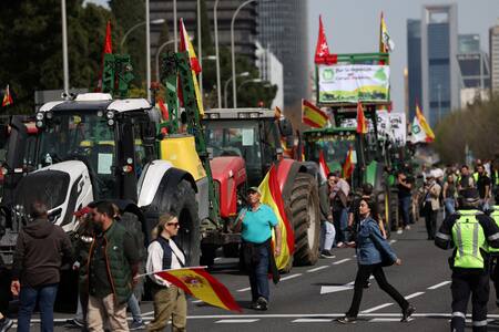 Protestas de agricultores en Madrid, España. Foto: EFE.