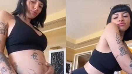 Cazzu lució su pancita. Fotos: captura.