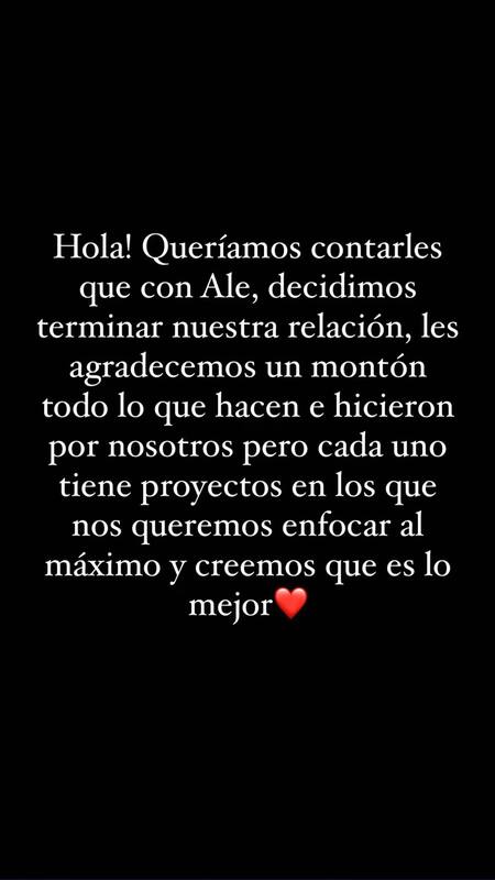 El posteo de Coti Romero. Foto: Instagram @cotyrommero.