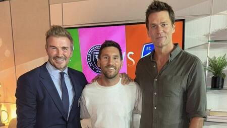 David Beckham, Lionel Messi y Tom Brady. Foto: NA.