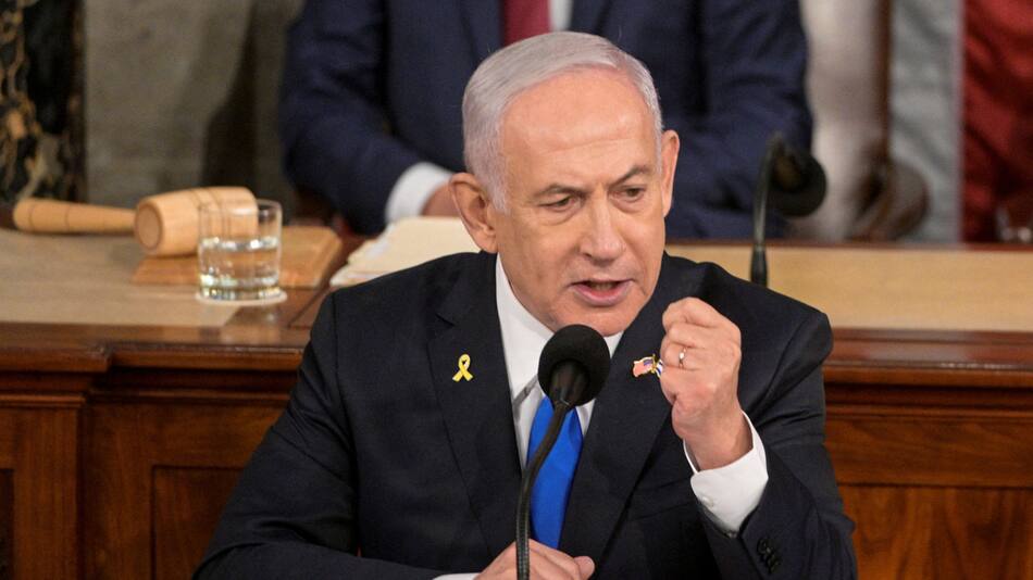 Benjamín Netanyahu en el Capitolio de los Estados Unidos. Foto: REUTERS.