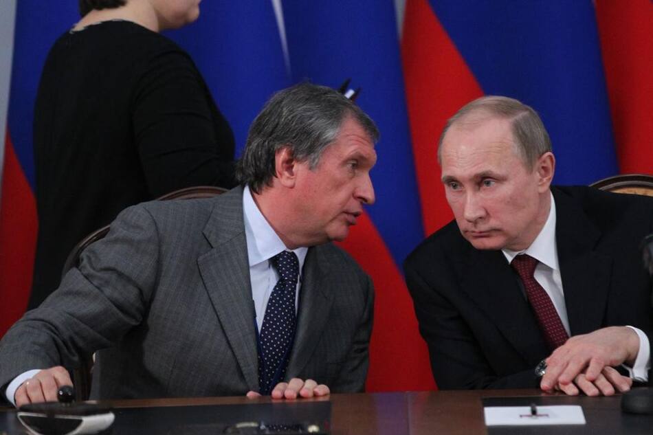 Igor Sechin y Vladimir Putin. Foto: Reuters.