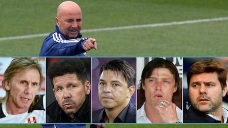 Seleccion Argentina, Sampaoli, Gareca, Simeone, Gallardo, Almeyda y Pochettino (Reuters y NA)