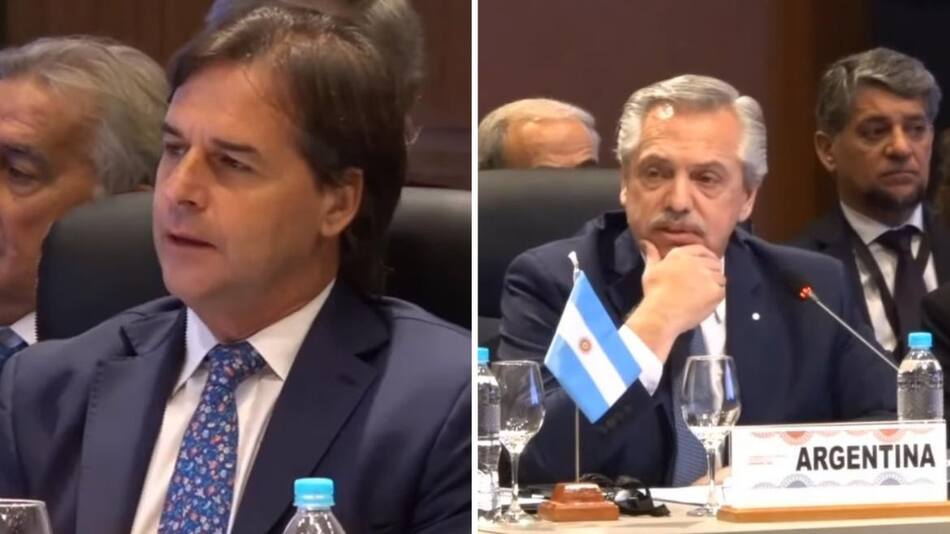 Alberto Fernández y Luis Lacalle Pou. Foto: cumbre Mercosur.