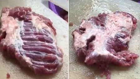 Un pedazo de carne cruda se comenzó a mover.