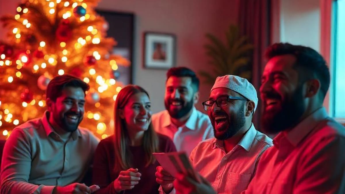 Personas en Navidad con dinero. Foto: Freepik AI.
