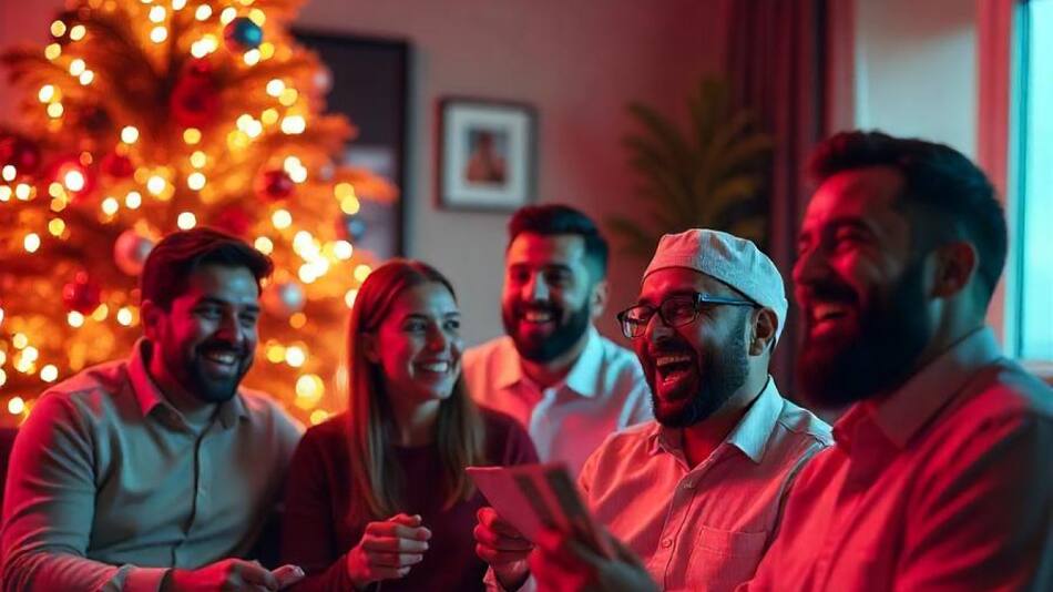 Personas en Navidad con dinero. Foto: Freepik AI.