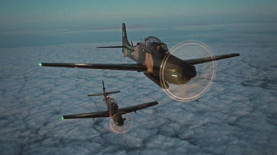 Avión militar A-29 Super Tucano.