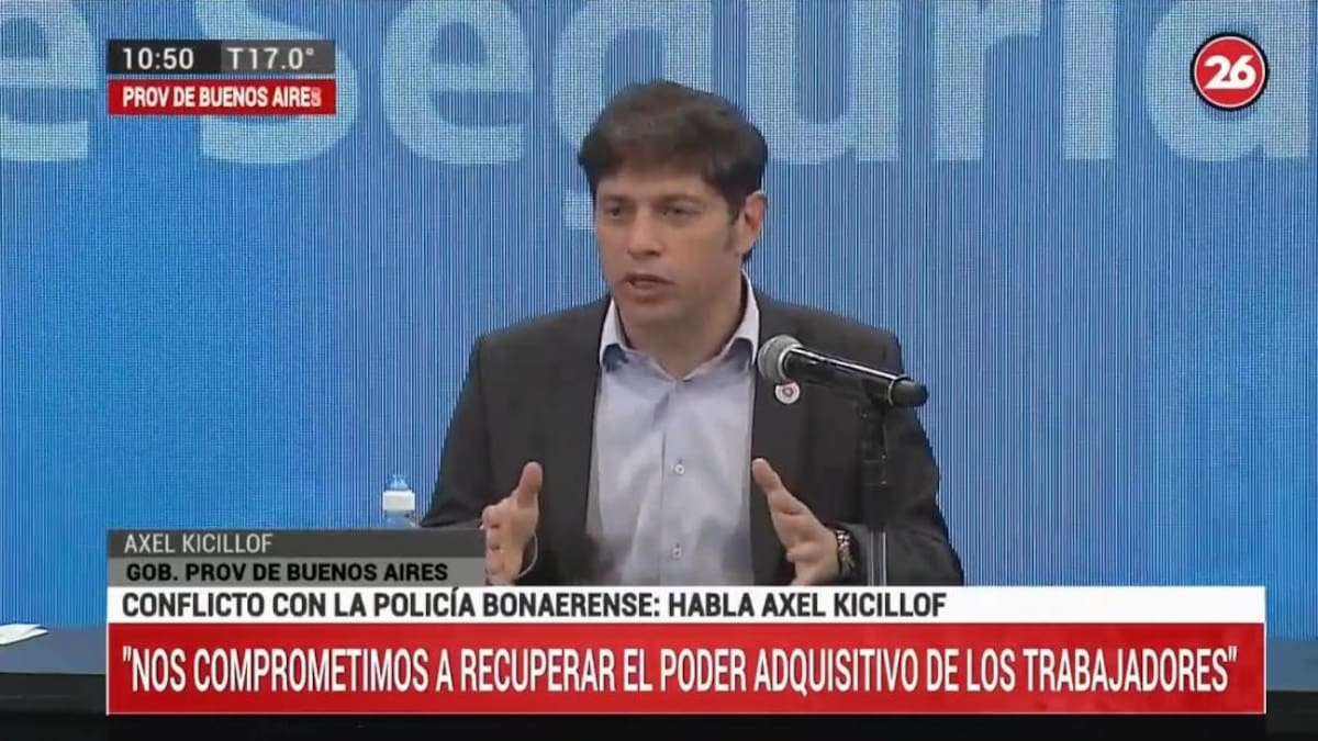 Anuncio de Axel Kicillof por mejoras en la Policía Bonaerense
