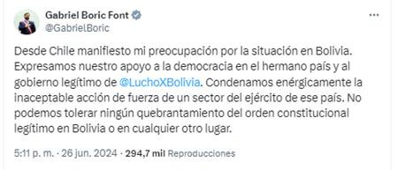 Preocupación mundial por un posible golpe de Estado en Bolivia. Foto X.