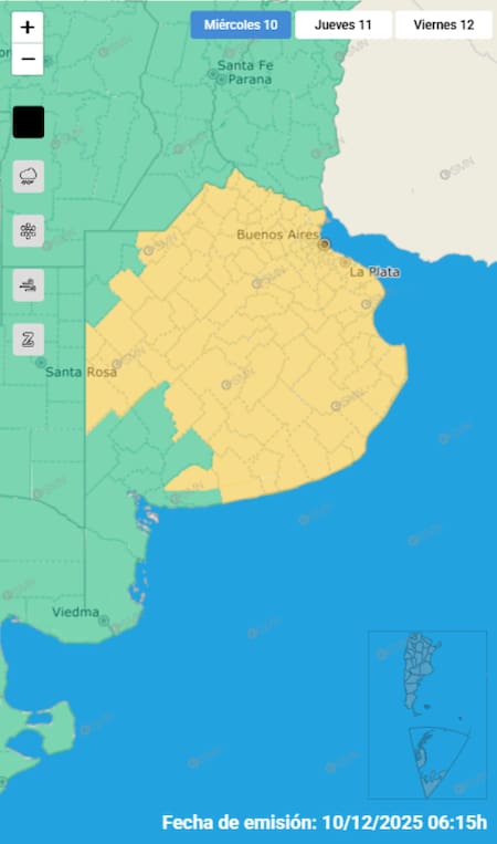 Alerta amarilla por tormentas en Buenos Aires.