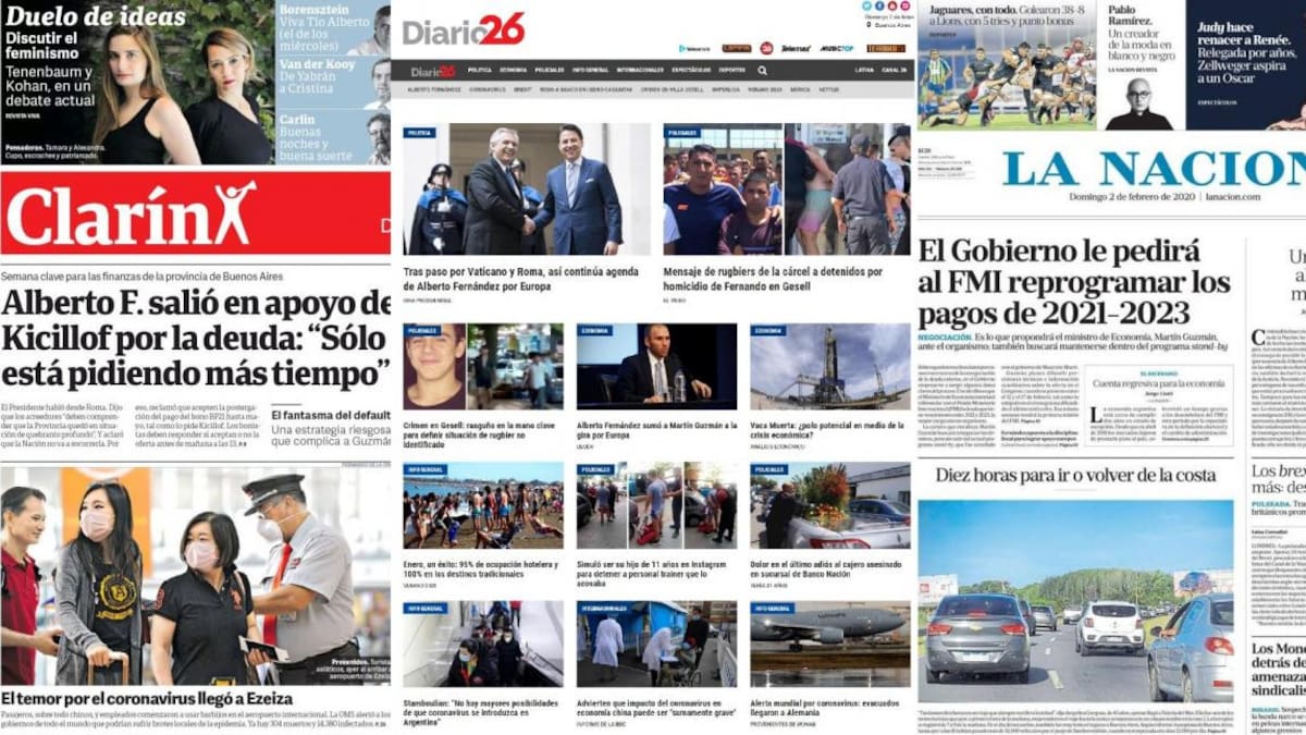 Tapas de diarios argentinos, domingo 2 de febrero de 2020