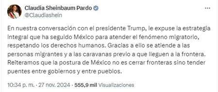 Claudia Sheinbaum descartó el cierre de fronteras entre Estados Unidos y México. Foto: Captura.