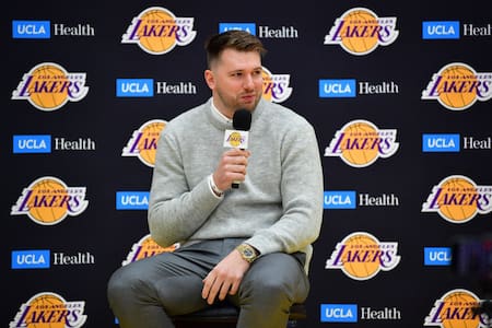 Presentación de Luka Doncic en Los Ángeles Lakers. Foto: REUTERS.