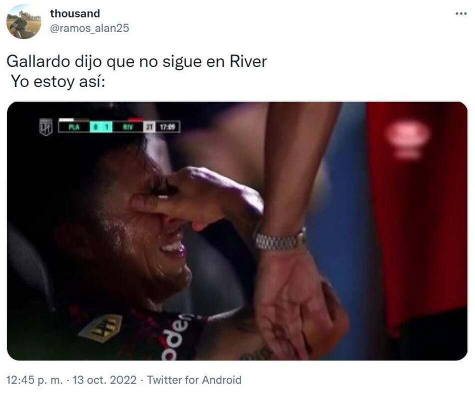 Meme de la salida de Gallardo. Foto: Twitter.