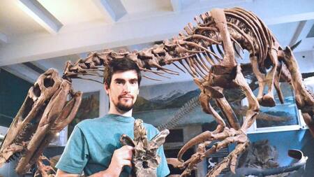 Mauro Aranciaga Rolando, autor del hallazgo del Maip. Foto: prensa Conicet.