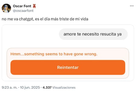Memes por la caída del ChatGPT. Foto: X.