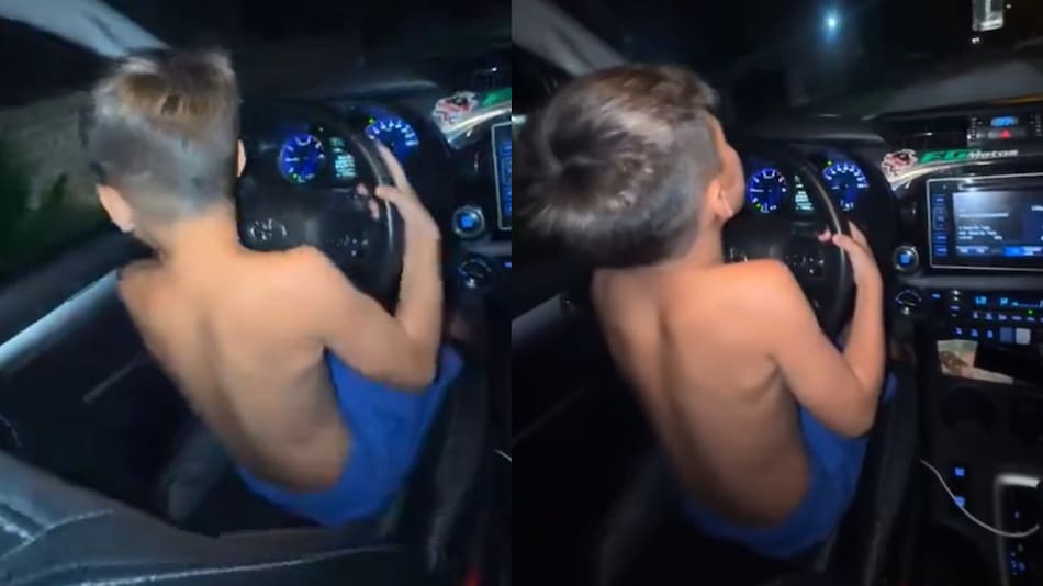 Un niño manejó por las calles de José C. Paz y generó repudio en redes. Foto: captura video.
