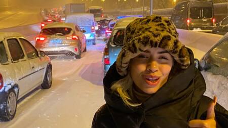 Lali Espósito varada en Madrid por temporal de nieve, Instagram.