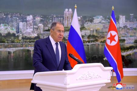 Serguéi Lavrov, ministro de Exteriores ruso, en Corea del Norte. Foto: EFE.
