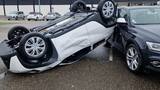 Autos volando y destrozos: un inesperado tornado causó estragos en un estacionamiento en Francia