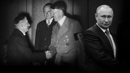 Apaciguamiento, Chamberlain, Hitler y Putin, fotos Google y NA