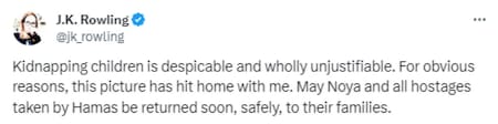 El pedido de J.K Rowling. Foto: Twitter