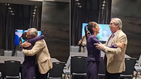Alberto Fernández junto a Claudia Sheinbaum. Foto: captura X/alferdez.