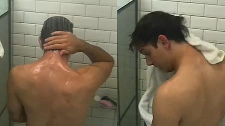 Filtraron un video de Bautista de Gran Hermano bañándose. Foto: captura Telefe.