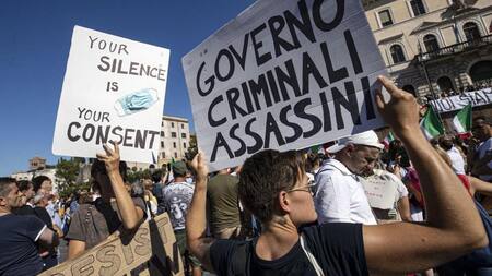 Marcha antivacuna en Italia, Reuters