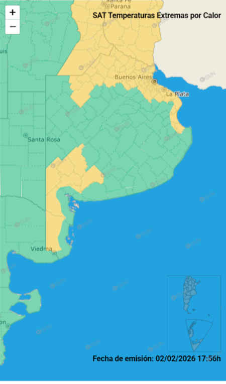 Alerta amarilla por fuertes temperaturas en Buenos Aires.