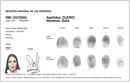 Ficha de Sofía Clérici. Foto: NA.