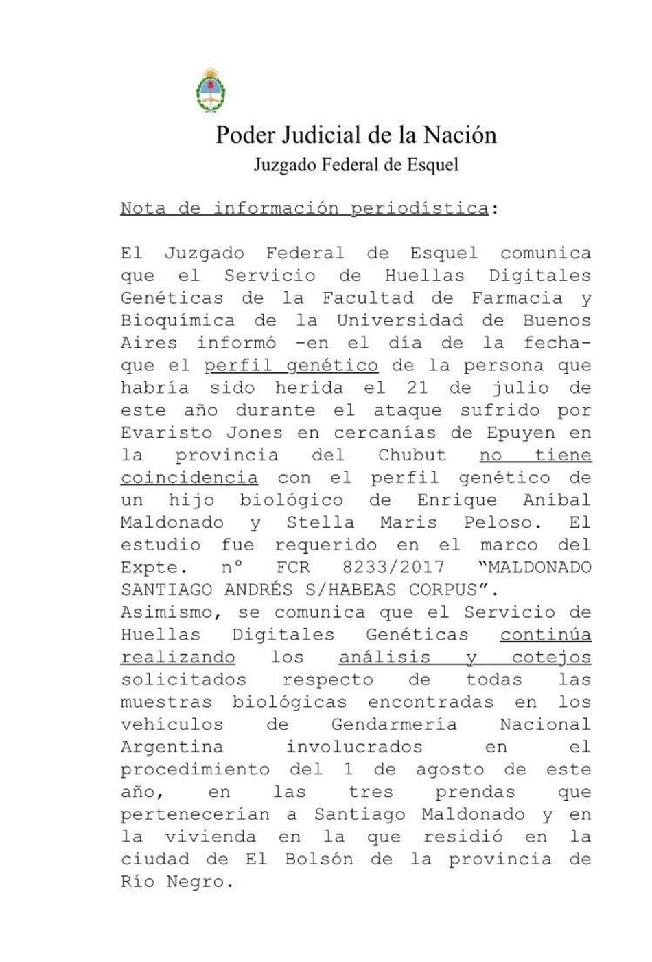 Poder Judicial - Santiago Maldonado - Evaristo Jones