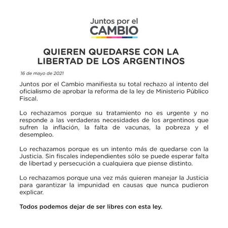 Juntos por el Cambio contra la reforma de la Procuración