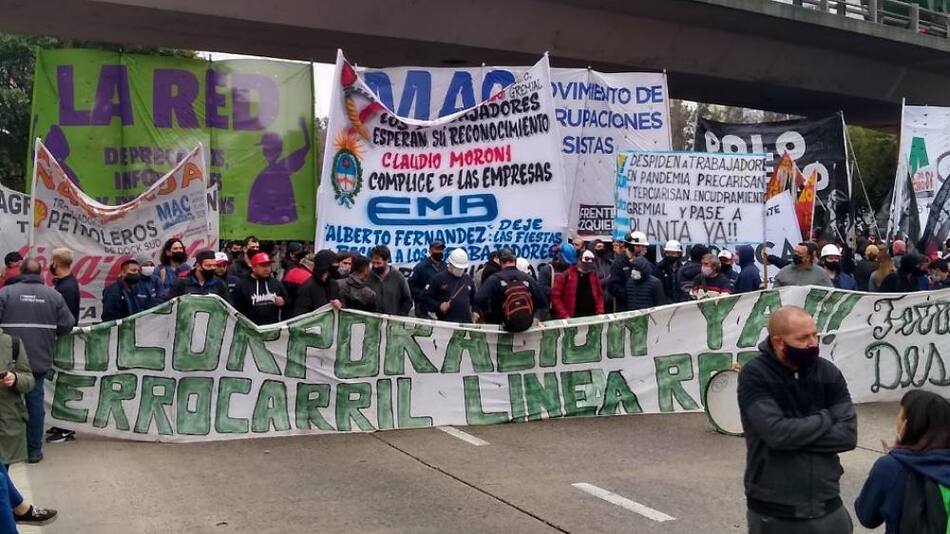 Corte y protesta en Puente Pueyrredón, NA