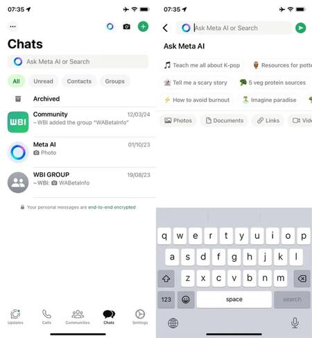 Meta AI, la nueva tecnología de WhatsApp. Foto: NA.