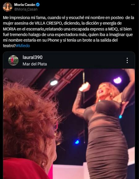 El mensaje en redes de Moria Casán sobre el triple asesinato y posterior suicidio que cometió Laura Leguizamón. Foto: captura redes.