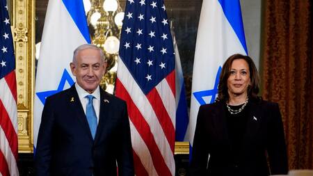 Benjamín Netanyahu y Kamala Harris. Foto: REUTERS.