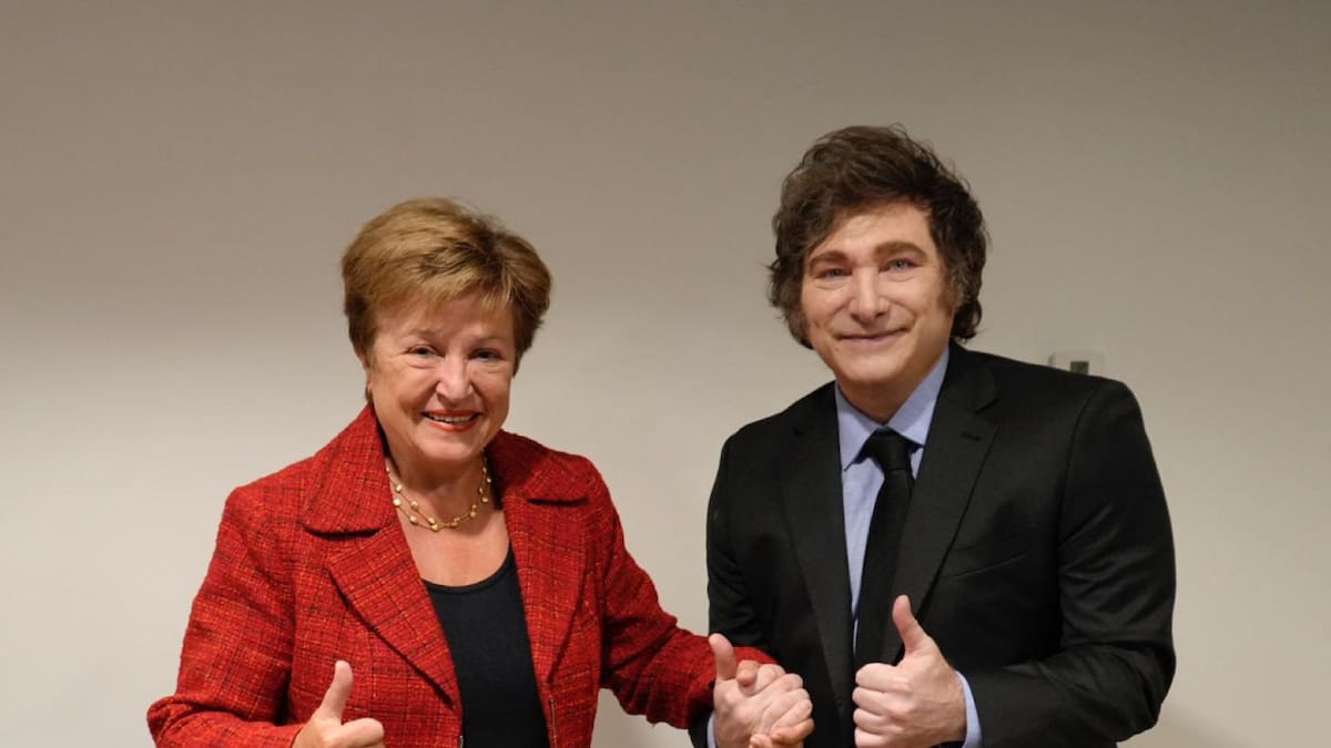 Javier Milei junto a la la Directora del FMI, Kristalina Gueorguieva. Foto: Presidencia
