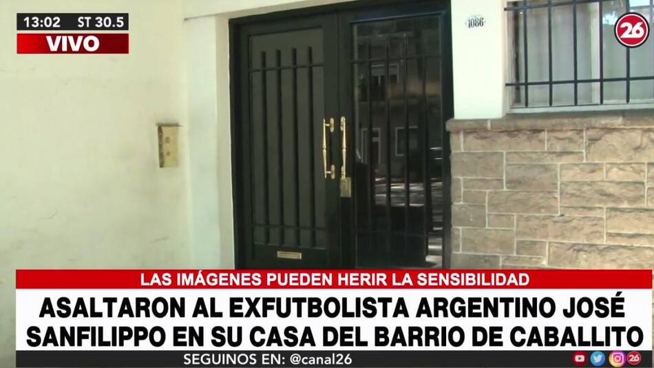 Robo en la casa de José Sanfilippo en Caballito, CANAL 26