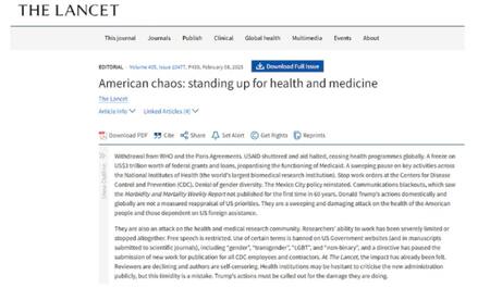 Publicación de The Lancet tras la salida de EEUU de la OMS.
