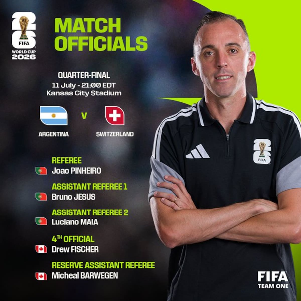 Joao Pinheiro, árbitro de Argentina - Suiza.