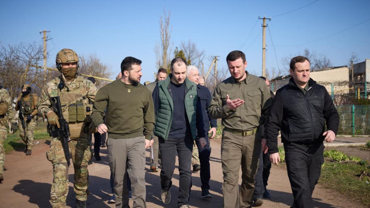 Volodimir Zelenski visitó Jerson. Foto: Télam