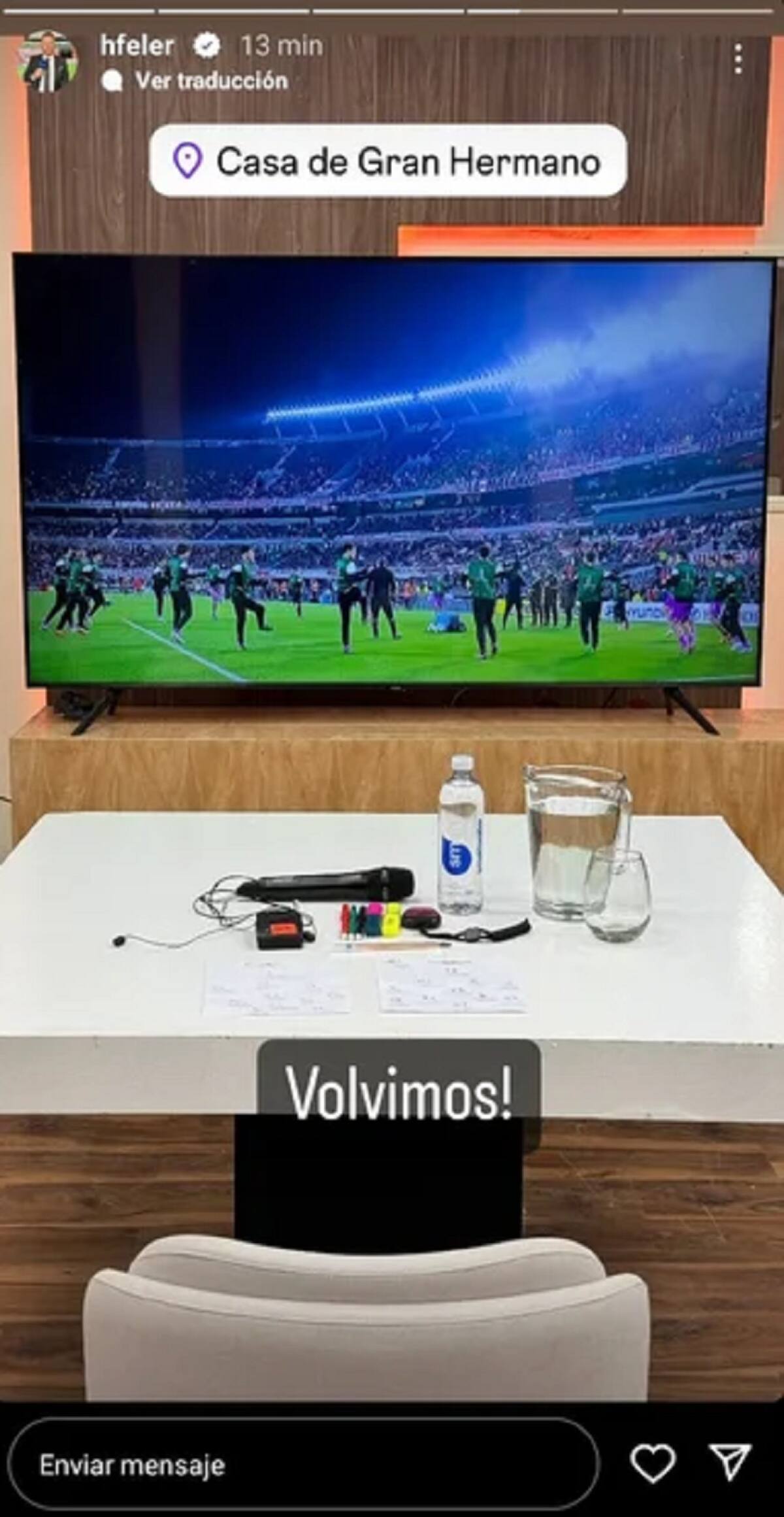 Hernán Feler relató el partido de River para los participantes de GH. Foto: Instagram.