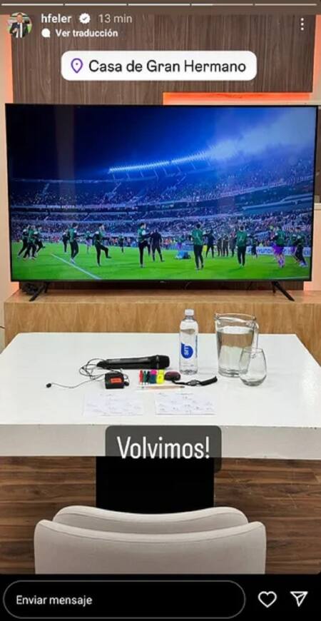 Hernán Feler relató el partido de River para los participantes de GH. Foto: Instagram.