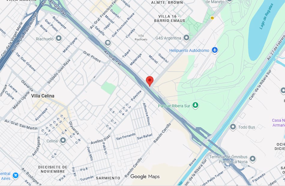 La zona en la que se produjo el derrumbe del puente peatonal.
